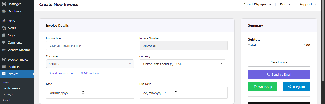 Direct Invoice Invoice Details