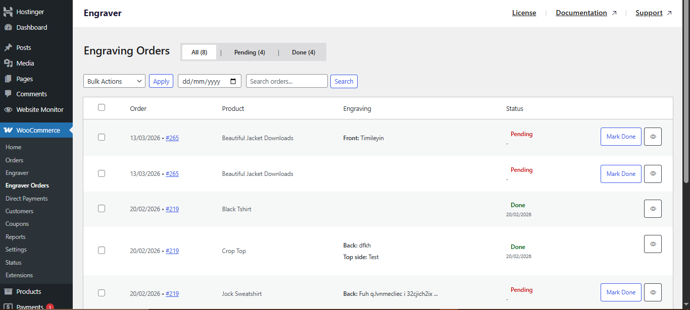 Engraver Order Dashboard