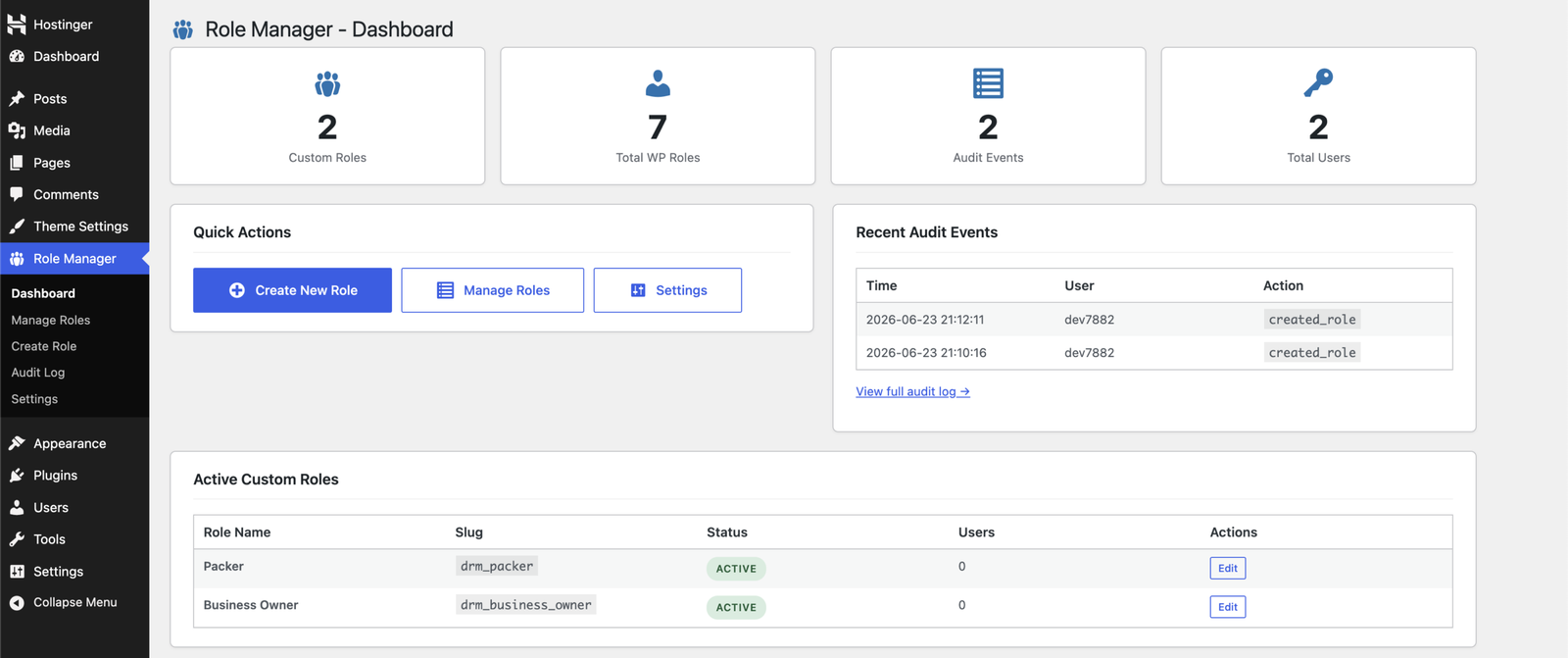 Digages Role Manager Dashboard